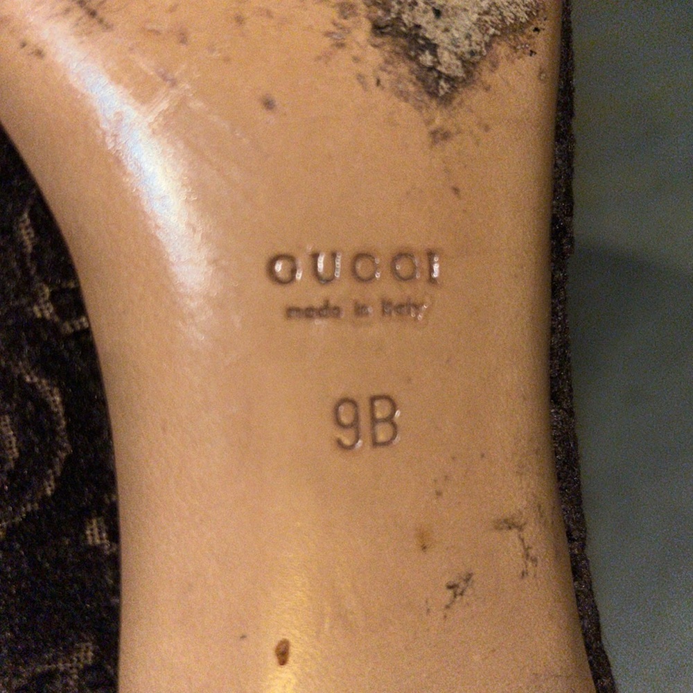 ❤️💚Authentic Gucci leather/Fabric Rich Velvet Gold Horsebit Ballet Flats❤️💚 - Picture 12 of 13
